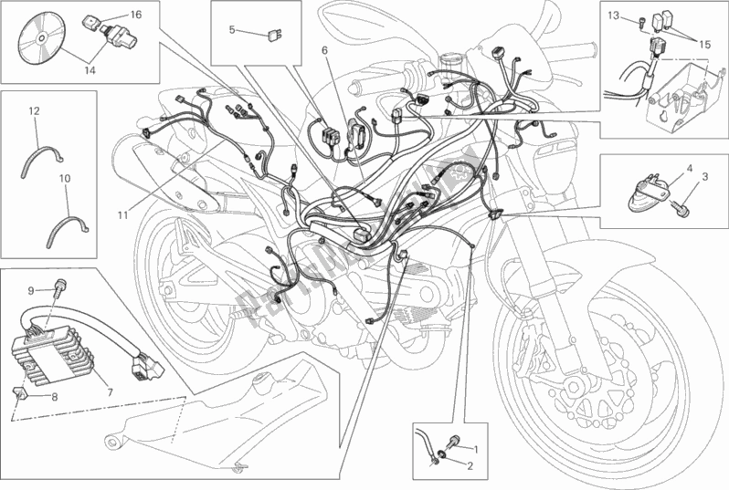 All parts for the Wiring Harness of the Ducati Monster 795 ABS EU Thailand 2013